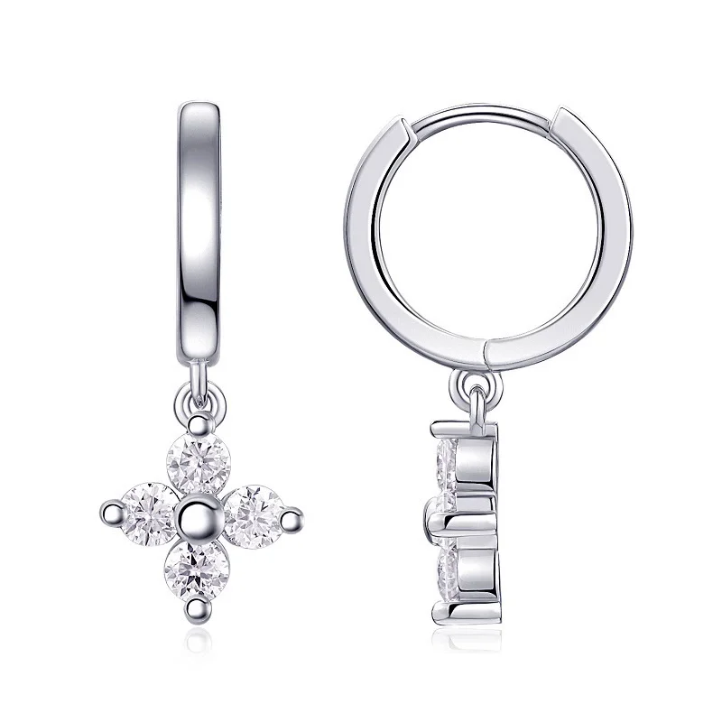 

ZFSILVER Fashion Trendy Classic 925 Silver Color D Moissanite Design Clover Dangle Earring Women Accessories Jewelry Gift E13900
