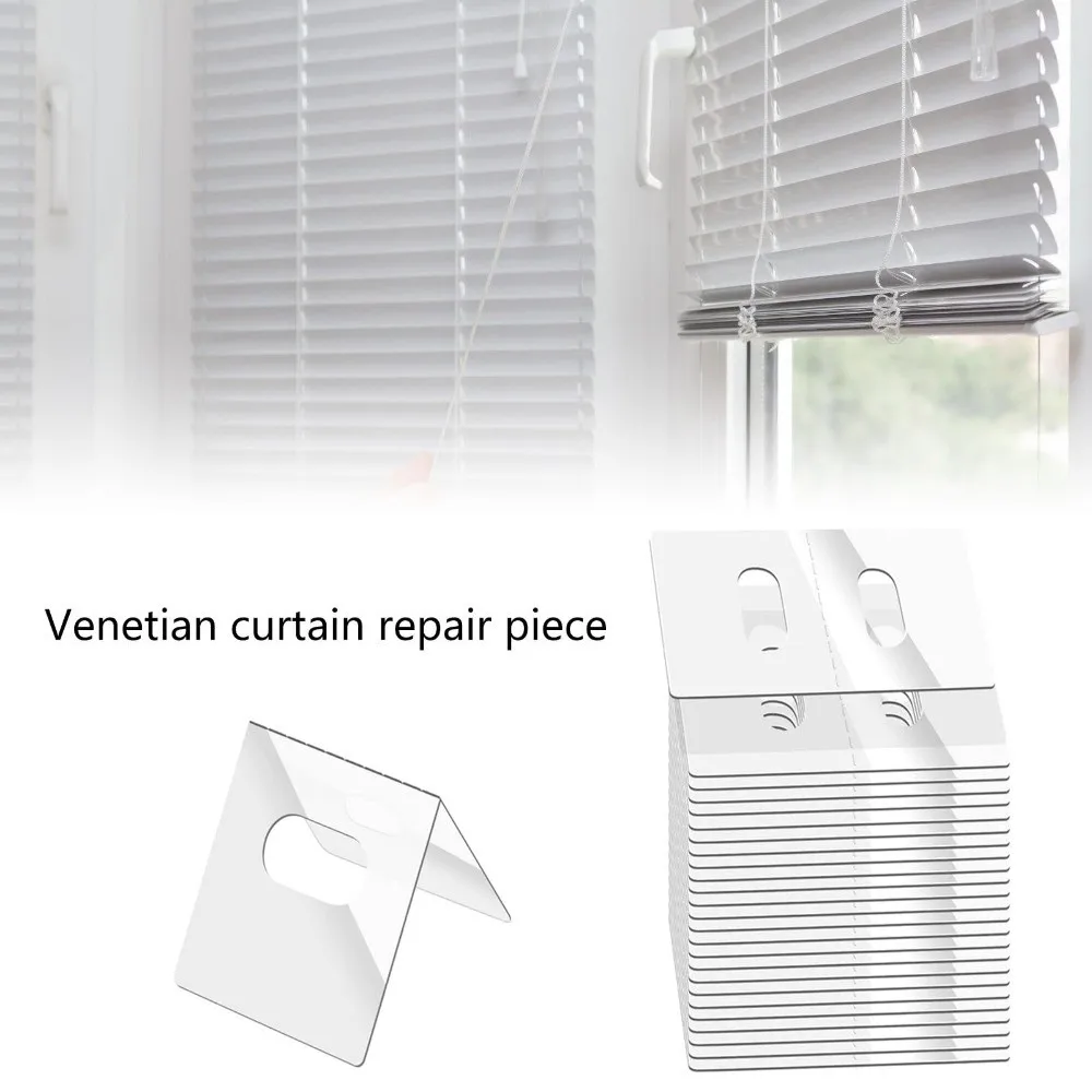 50pcs PVC Invisible Blinds Fixers Double Size Clear Blind Repair Tabs Easy Install Reinforce Top Broken Slat Stickers for Window