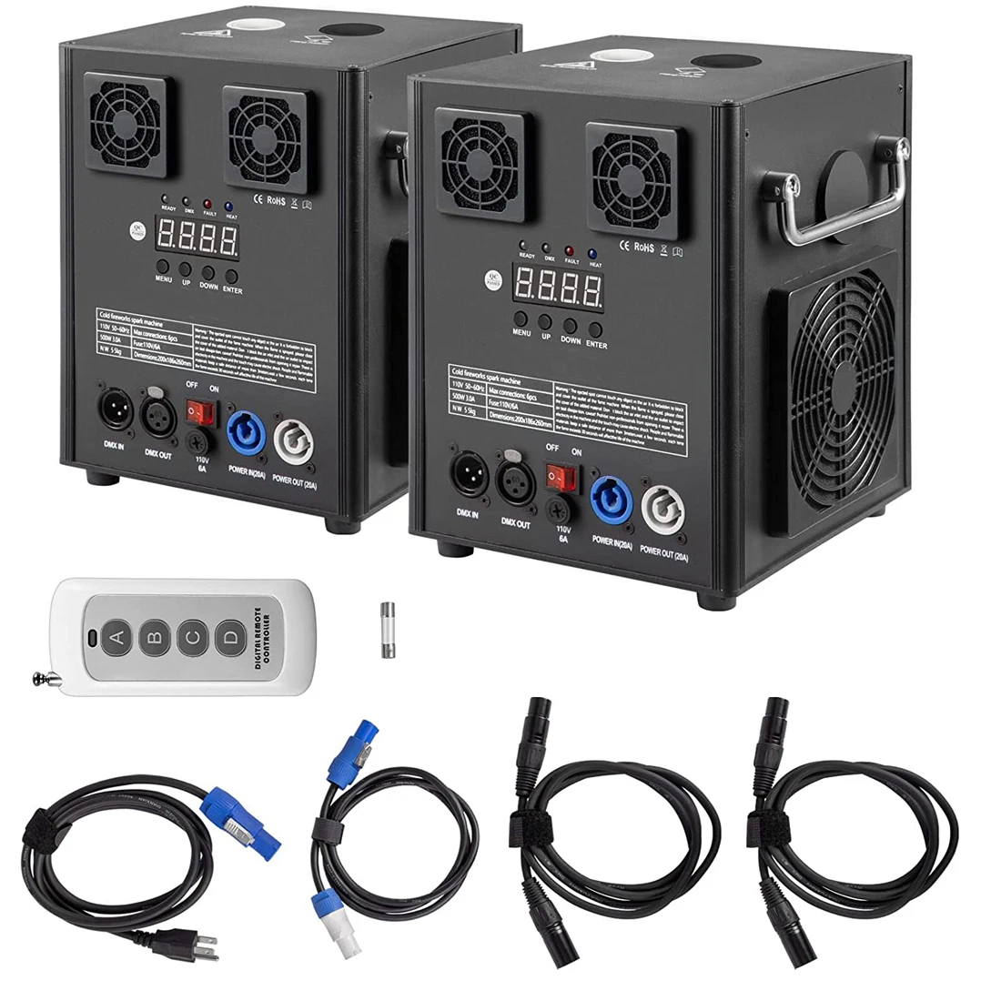 Topflashstar 750W Cold Firework Fountain Machine Metal Stage Effect Device Parties DMX Spark Machine For Wedding Party