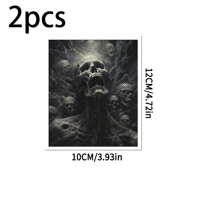 2Pcs Skeleton Handlebar Sticker, Waterproof Anti-Slip Skull Vinyl Decal for Motorcycle, Bike, Scooter Halloween Decor