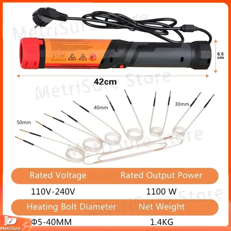 Portable Magnetic Induction Heater 8 Coil Flameless Heat Gun Car Repair Tool Rust Bolt Remover Auto Maintenance Equipment