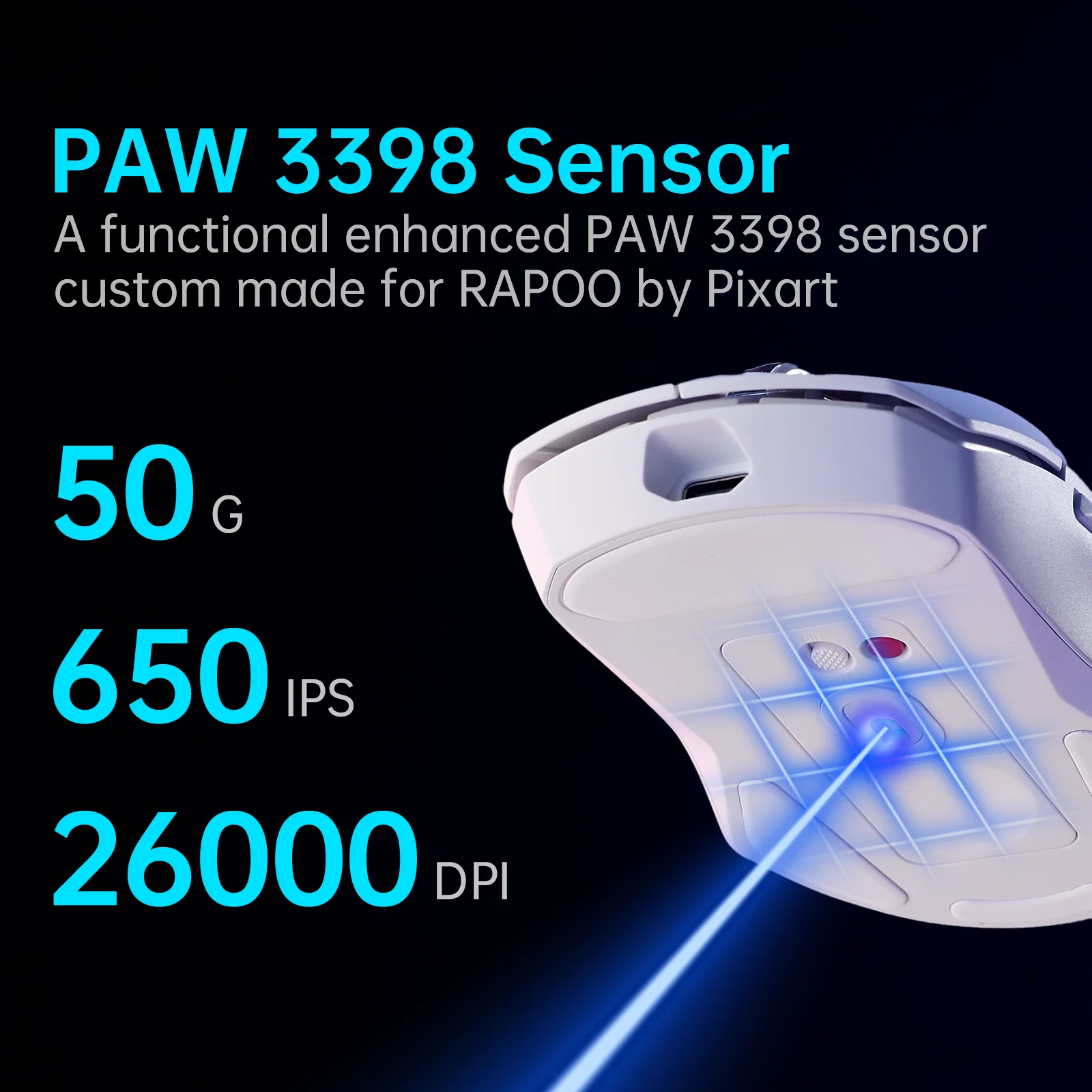 Rapoo VT9 Pro Wireless Gaming Mouse 1K/4K Esports Grade Performance Gaming Mice with PAW 3398 Sensor 26000 DPI 1ms Response Time 68g Lightweight 10 Programmable Buttons Long Battery Life