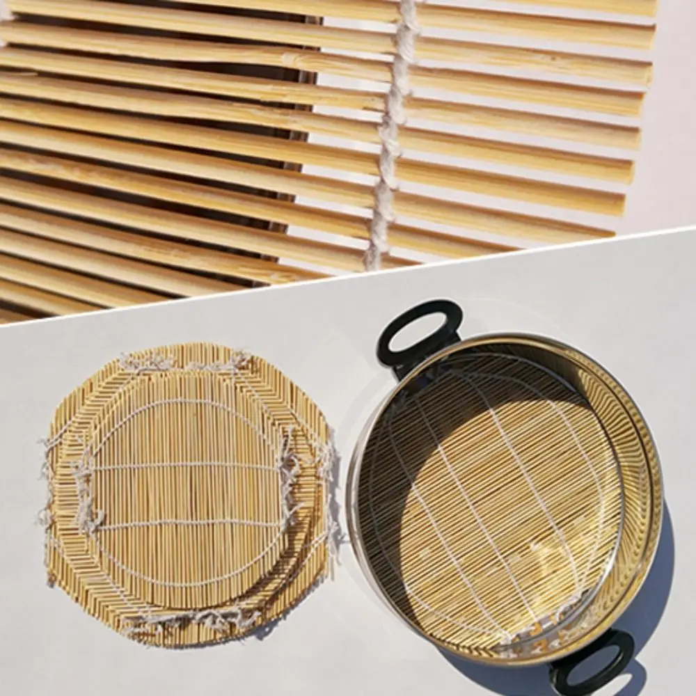 Multi-size Non-stick Round Steamer Liner Natural Eco-friendly Bamboo Steamer Pad Steamers Mat Bun Steaming