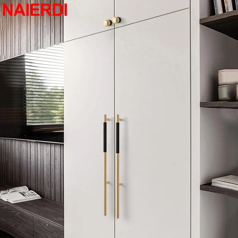 NAIERDI Aluminum Alloy 600-1000mm Cabinet Handles Gray Gold Long Furniture Handle Kitchen Wardrobe Door Pulls Door Handle