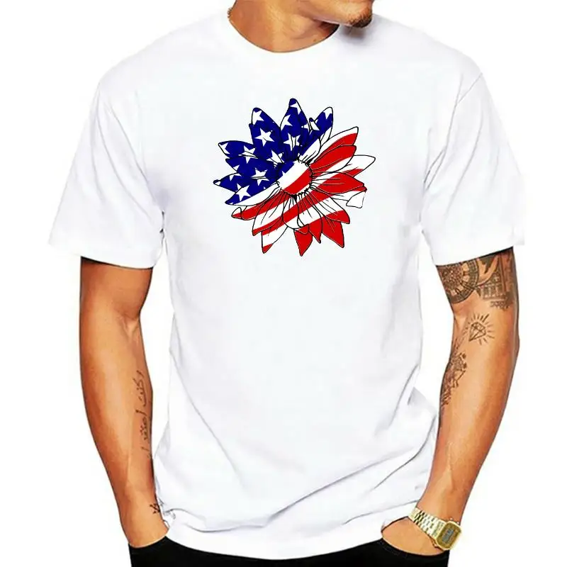 2024 Patriotic USA Sunflower Shirt Women Fourth of July T-shirt Independence Day Sunflower Shirts America Flag Graphic Tee Tops