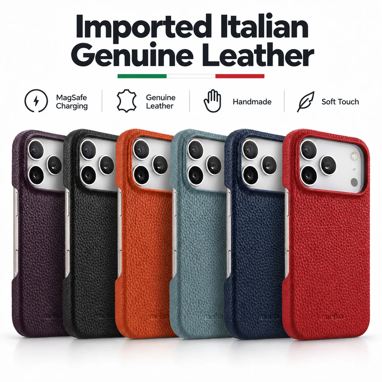 For iPhone 18 17 16 Pro Max Imported Italian Genuine Cowhide Leather Magnetic Case 18 Pro With MagSafe Luxury Back Cover