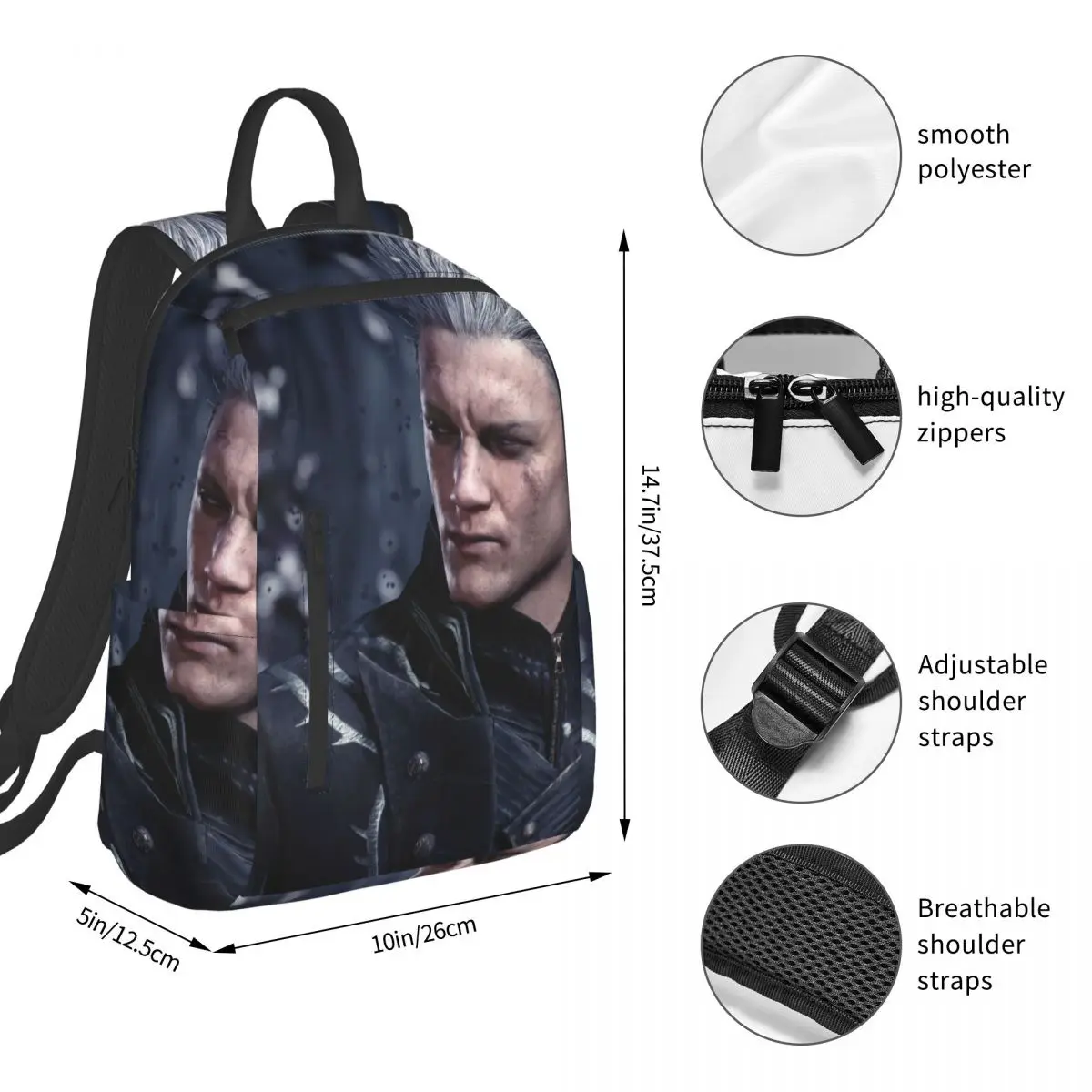 Vergil From The Devil May Cry Series  Backpack Student BookBag Boys Girls School Bag Laptop Shoulder Bags Men Women