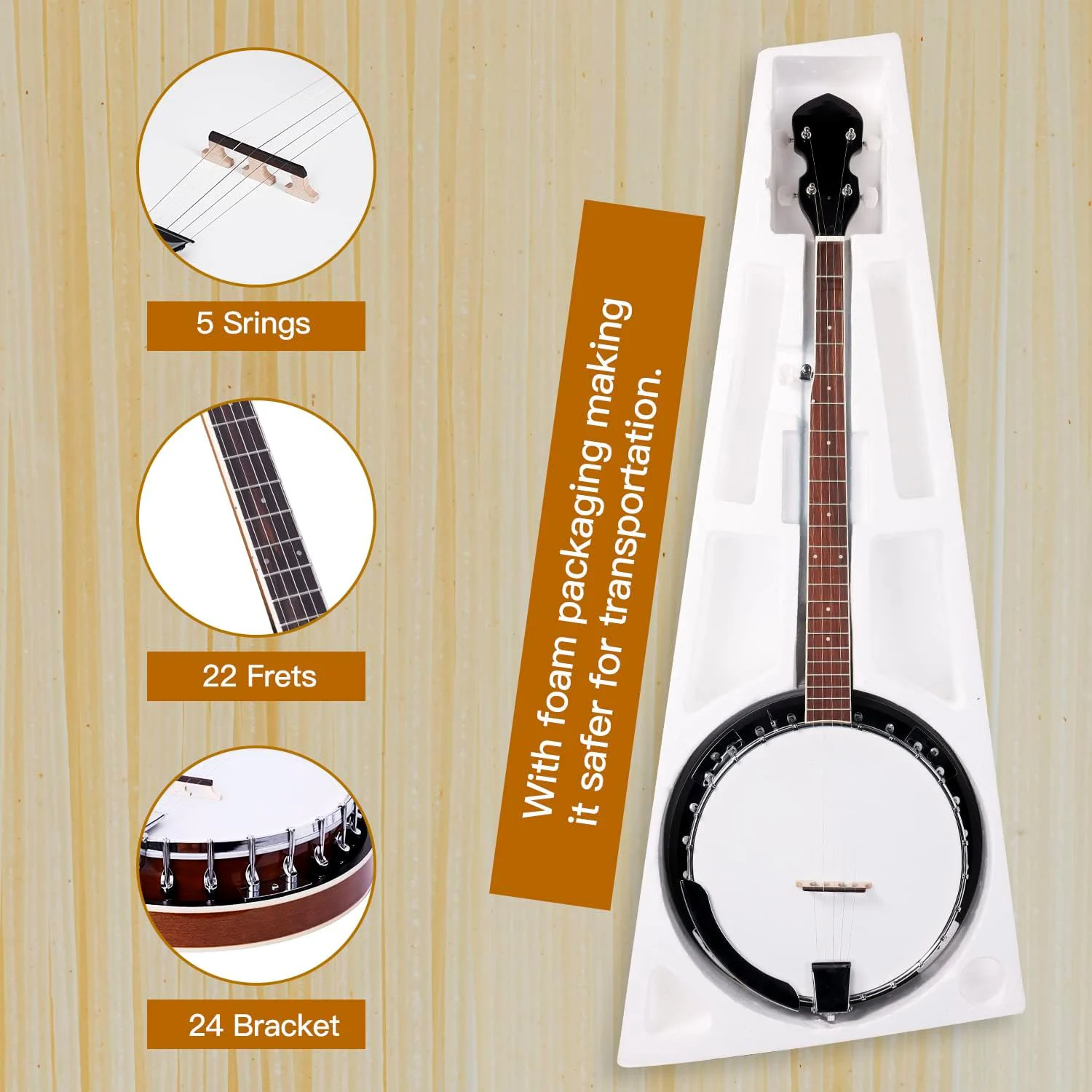 

5 String Banjo High End Nice Quality for All Size Whole Price Musical Instrument China Factory Handmade Learner Beginner