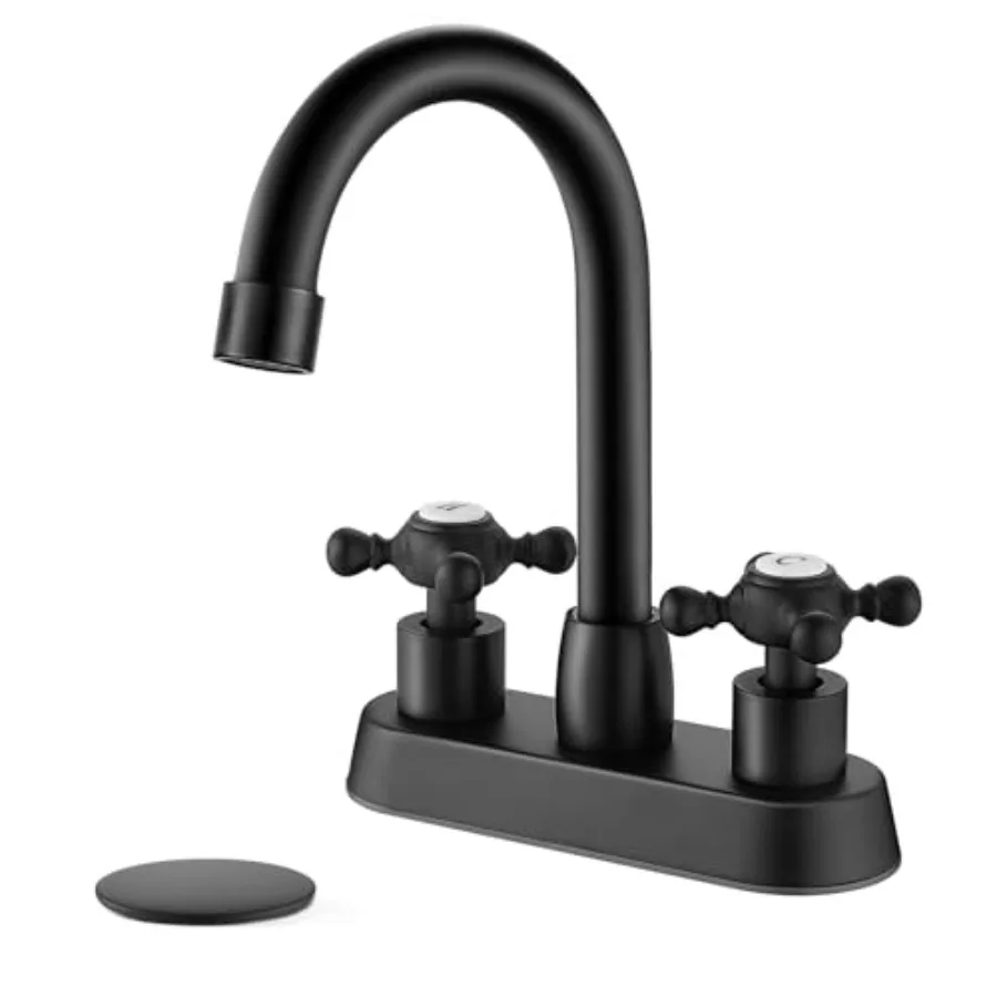

4 Inch Centerset Bathroom Faucets Double Cross Handle Bathroom Sink Faucet Deck Mounted Vintage RV Farmhouse Vanity Basin Mixer