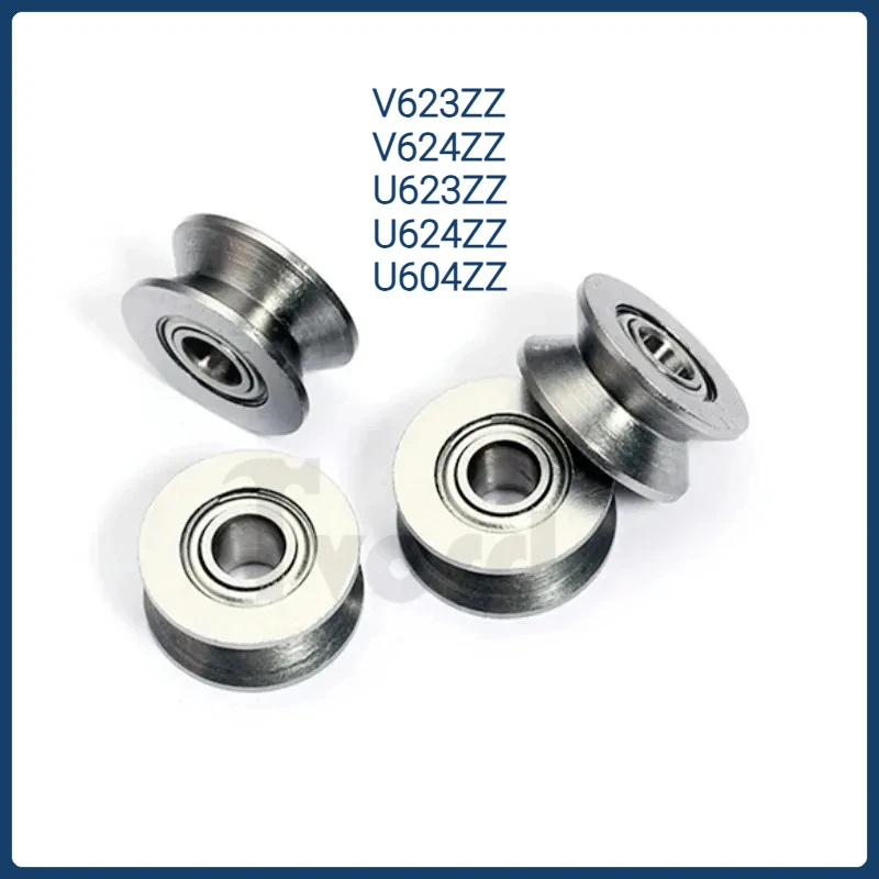 10PCS Wire Guide Track V-groove Miniature Bearing V623 V624ZZ U623ZZ U624ZZ U604ZZ U Groove V Over Line Pulley