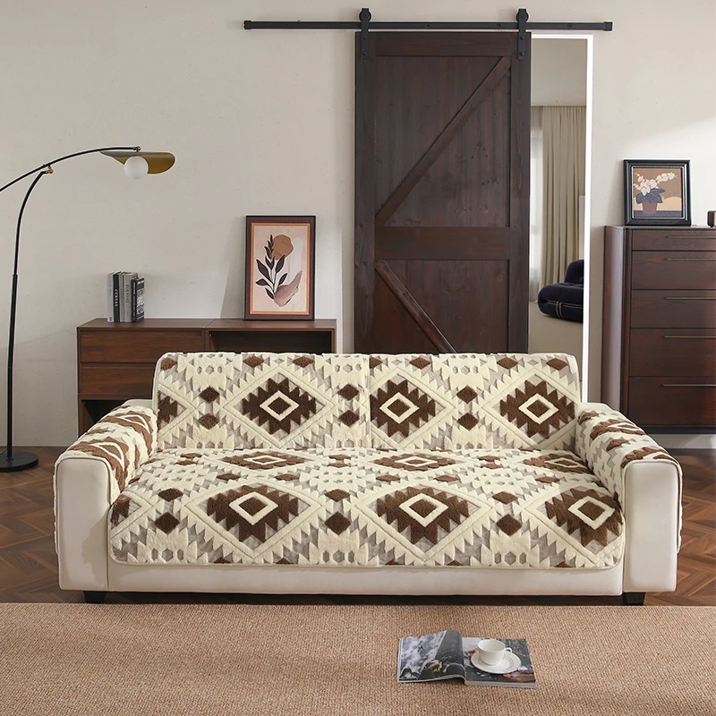 

Thickened Soft Plush Sofa Cover for Living Room with Full Coverage Camping Blanket Sofa Cushion Cover Christmas Halloween