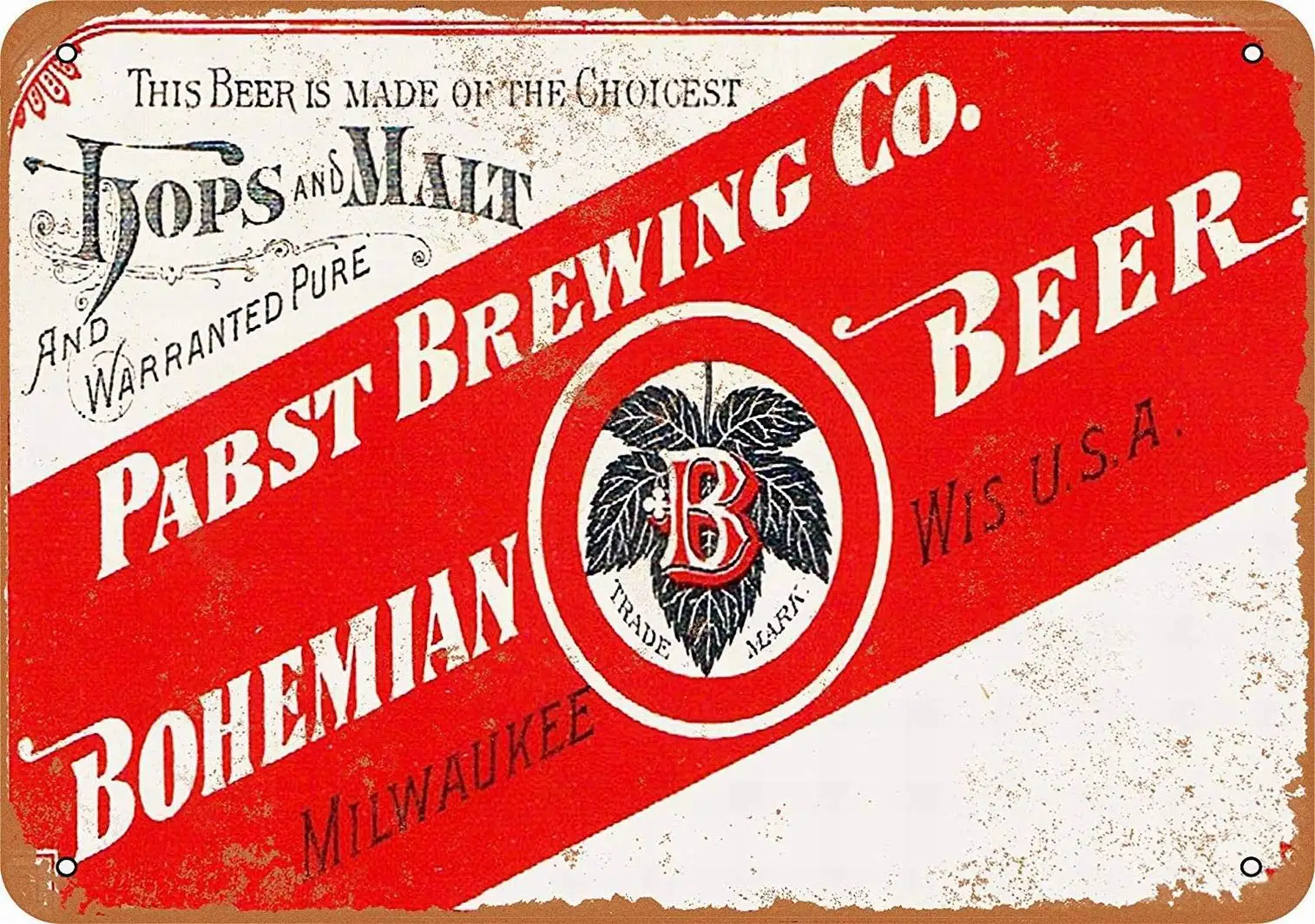 PaBoe 12 x 16 METAL SIGN - Pabst Bohemian Beer - Vintage Decorative Tin Sign