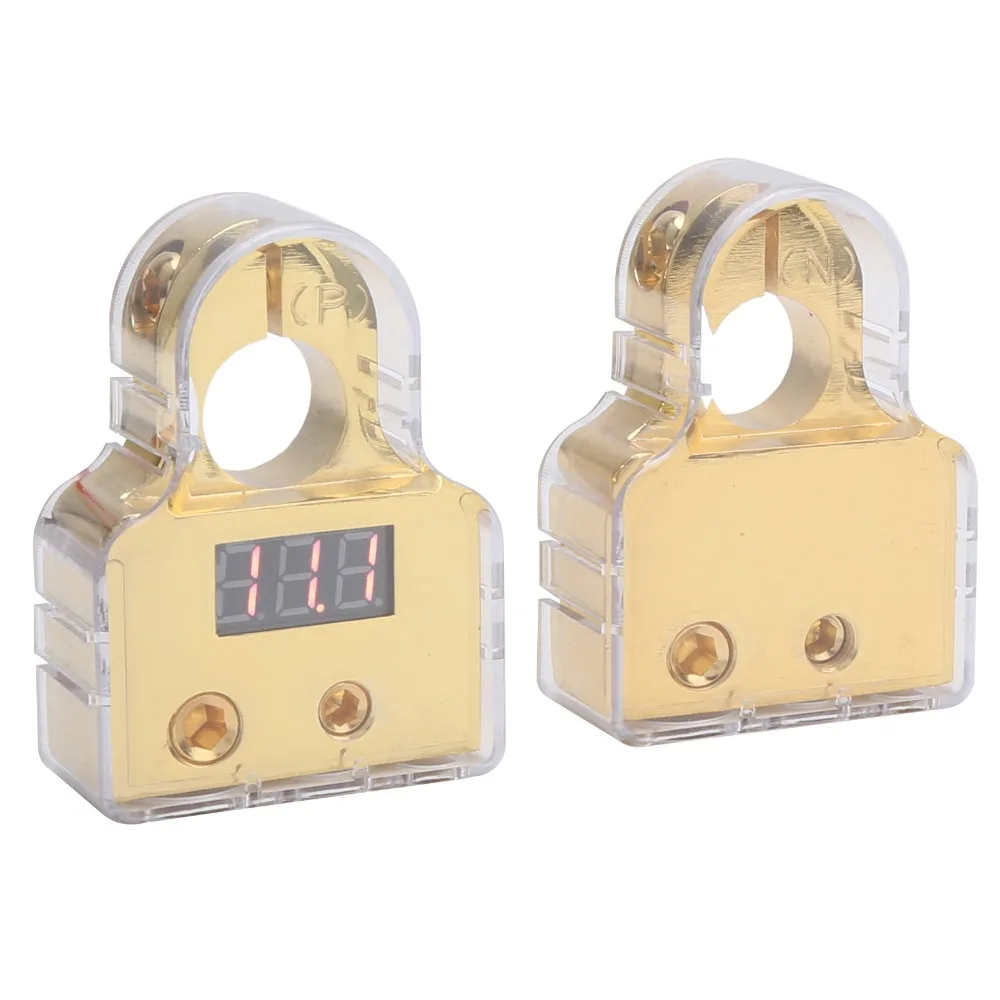 Heavy Duty 0/4/8/10 Car Battery Terminal Connectors AWG Gauge Digital Voltmeter Display Connectors Kit Car Battery Installation