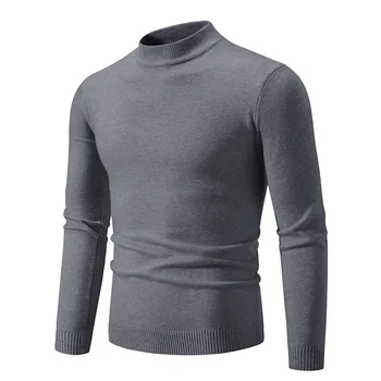 Autumn Men's Half Turtleneck Sweater Solid Color Basic Style Casual Fashion Knitwear Slim Fit High Elastic Male Warm Pullovers 3 Autumn Men's Half Turtleneck Sweater Solid Color Basic Style Casual Fashion Knitwear Slim Fit High Elastic Male Warm Pullovers 3