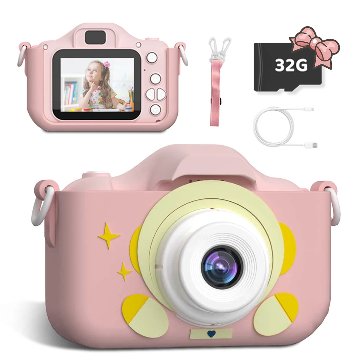 Caméra selfie pour enfants avec écran IPS 1080P, cadeau parfait pour les 3 à 10 ans, anniversaire, Noël, Halloween, appareil photo pour enfants