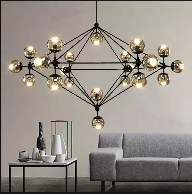 

Nordic Vintage LED Loft Chandelier Glass Bubble Chandelier for Living Room Bedroom Kitchen Island Mall Staircase Chandelier