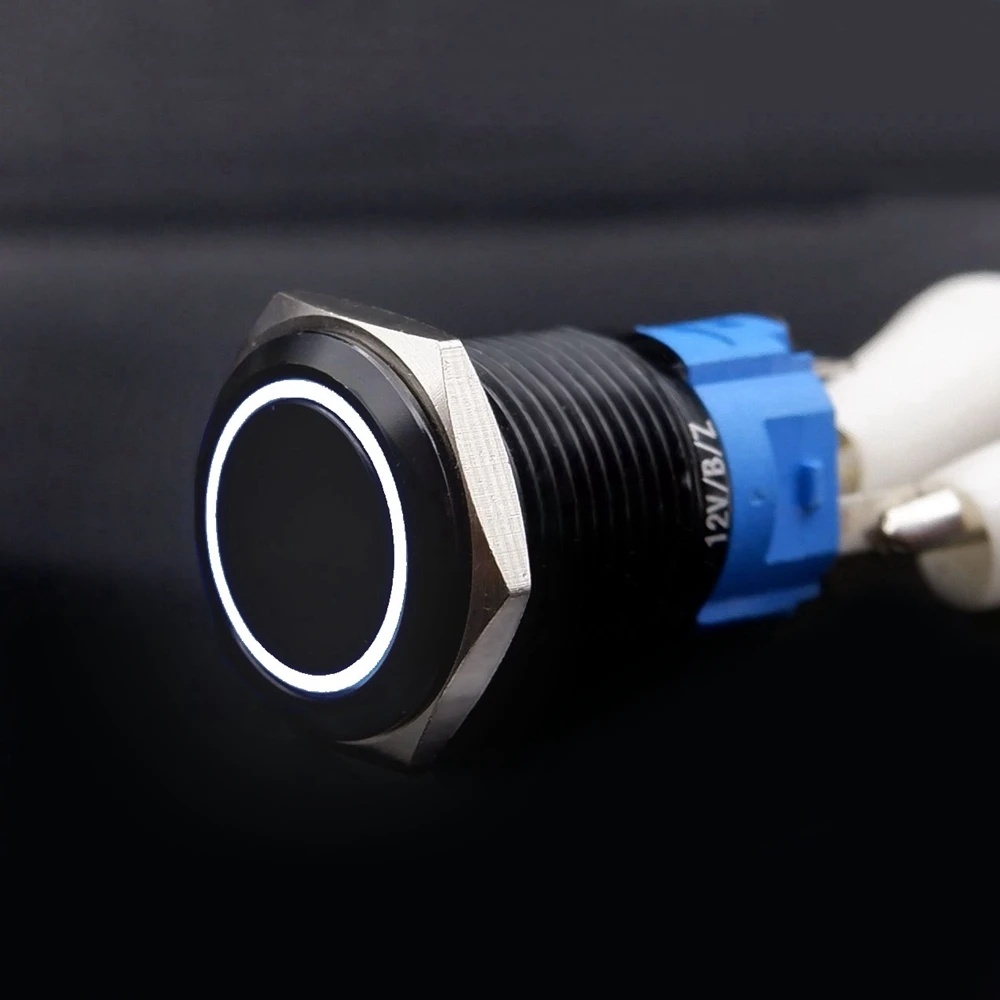16mm 19mm 22mm Metalen Drukknop Met Vaste PC Voeding Schakelaars Auto Motor Start Stop Backlit LED 3v 5v 6v 12v 24v