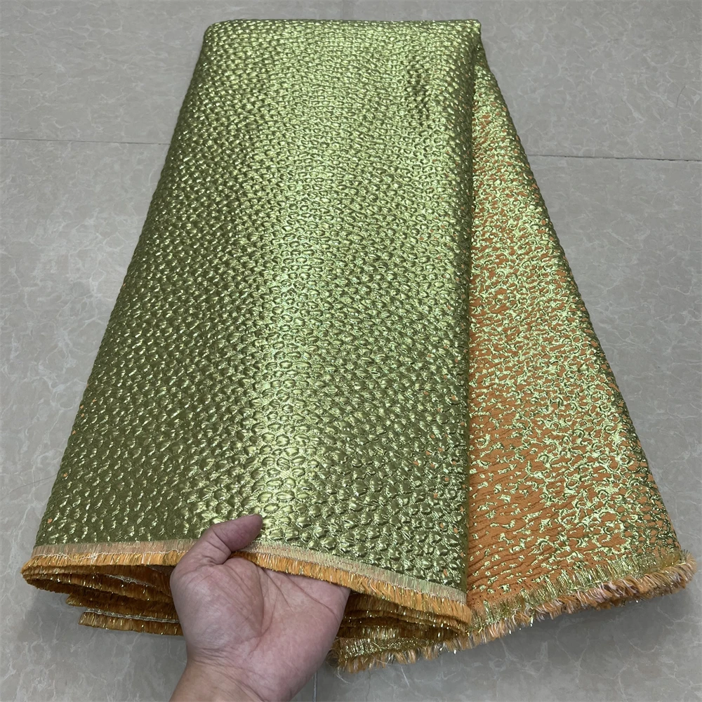 2024High Quality African Nigerian Tulle Lace Fabric Embroidery Silk Jacquard Dress Prom Party Gown For Sewing 5Yards YXZ133