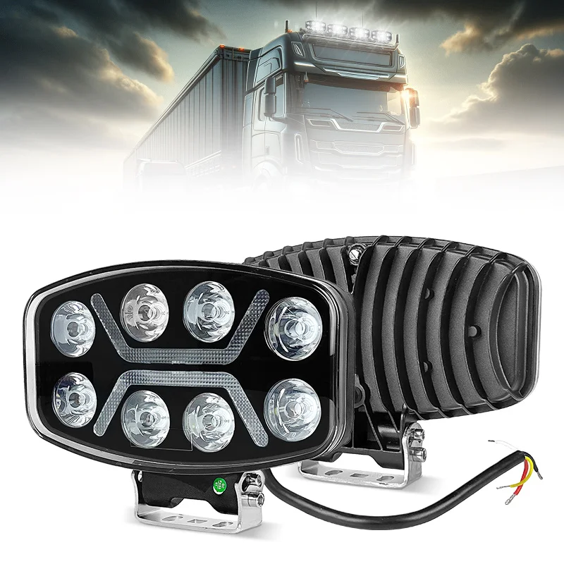 

2pcs Universal Super Bright With White Yellow DRL LED Spot Work Driving Head Light For Truck BUS Trailer 10-30V DC for Truck