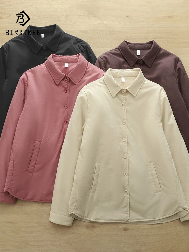 

New 2025 Winter Cotton Padded Long Sleeve Shirt, Women Turn-down Collar Solid, Mori Girl Versatile Warm Loose Blouse T5D483CC