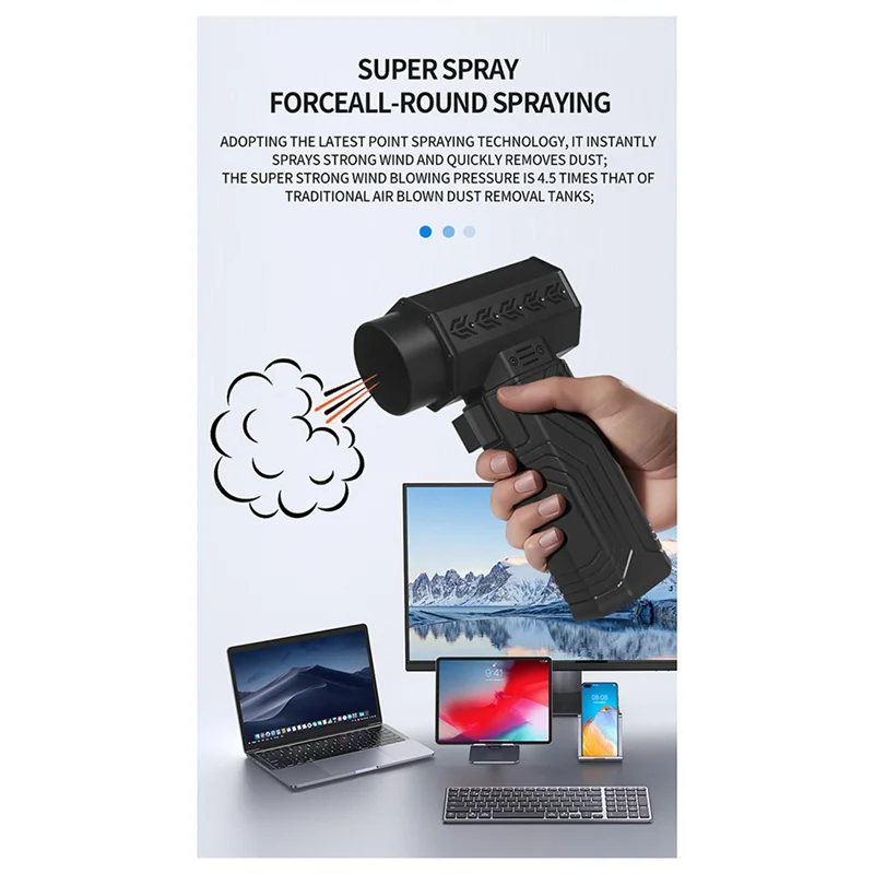 B08B-450000RPM 전기 공기 살포기 충전식 공기 송풍기 강한 바람 600G 자동차 청소 스노우 블로어 용 추력 공기 압력