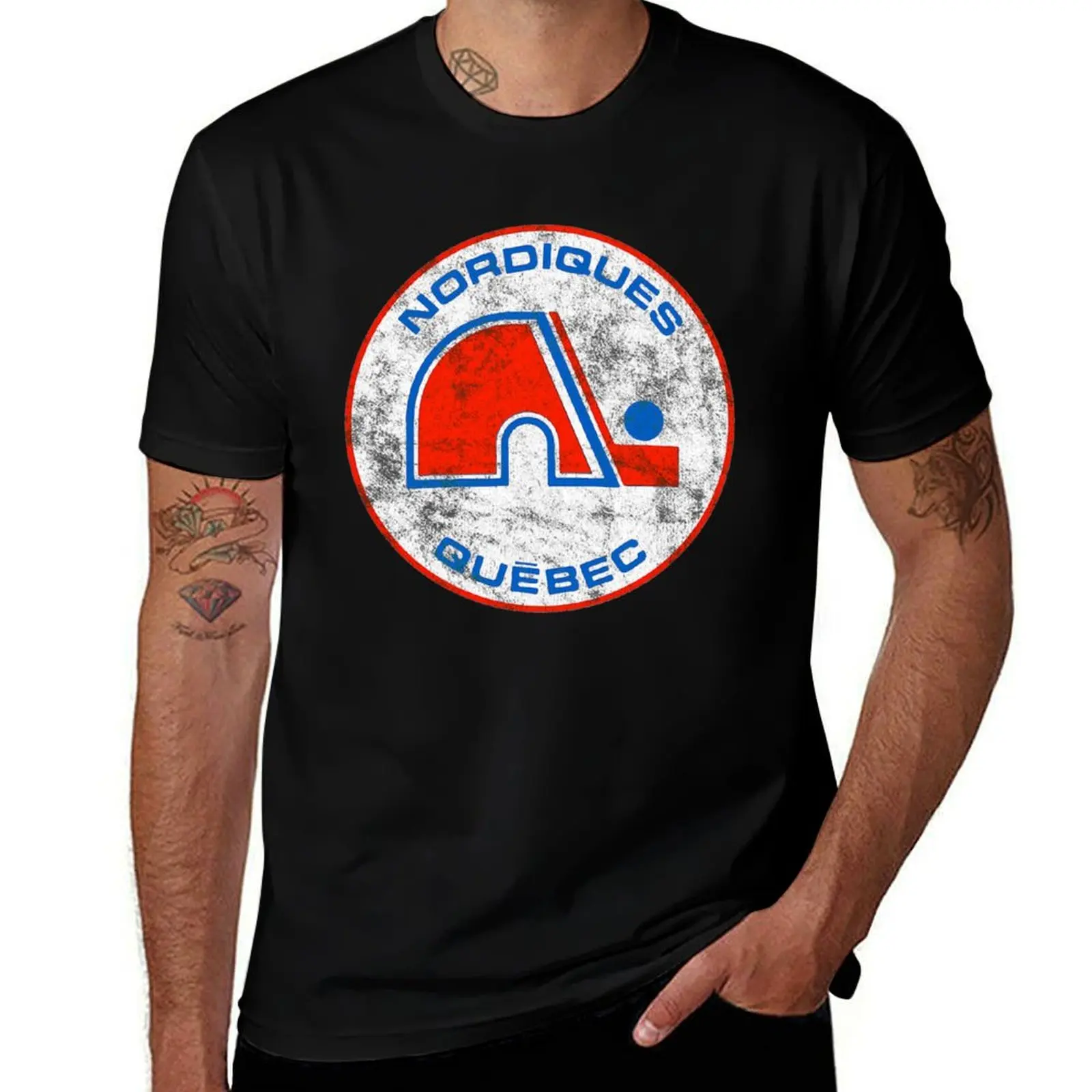 

Quebec Nordiques Worn Logo - Old Time Hockey Teams T-Shirt summer shirt oversized new edition blue archive mens plain t shirts