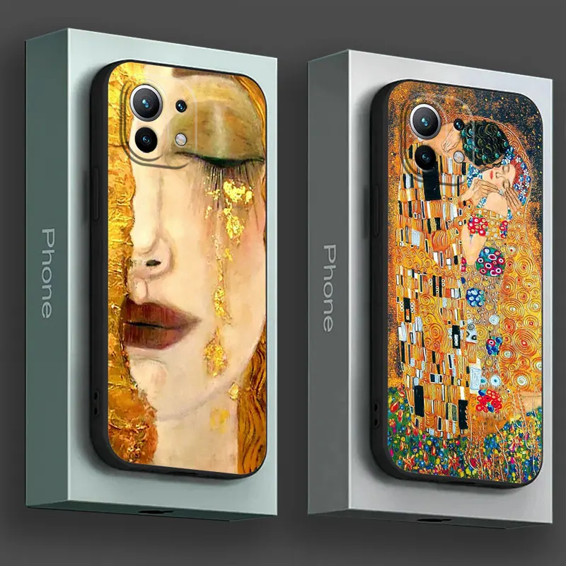 

Kiss by Gustav Klimt Golden Freya's Tears Phone Case For Xiaomi 14T 13T 12T 11T 14 Pro 11 Lite Poco X3 X5 X6 M5 F5 F6 Pro Cover