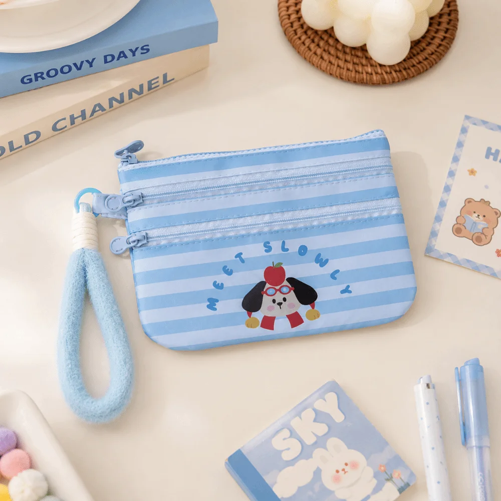 Lightweight Cartoon Passport Holder Slim Portable Travel Document Organizer Large Capacity Zipper Storage Bag