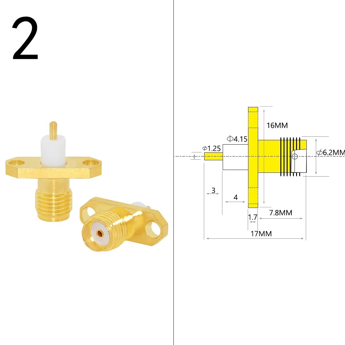 Connecteur coaxial RF SMA mâle/femelle, montage sur panneau, adaptateur de borne de fil plaqué or, soudure de châssis, vente en gros, 1 pièce