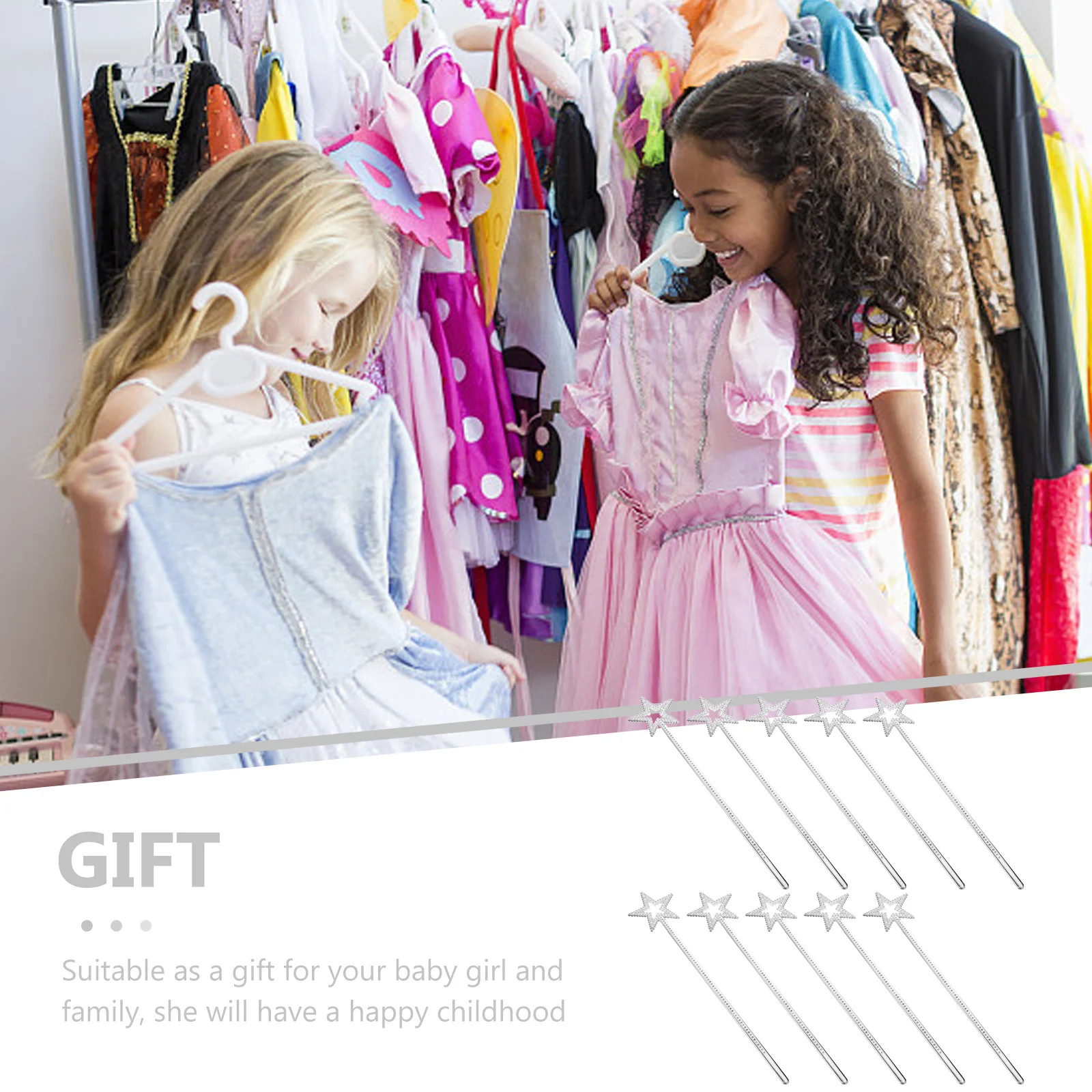 

10 шт. уникальные блестящие сказочные палочки, блестящий звездный внешний вид, реквизит для вечеринок для девочек, серебряный дизайн, декоративные