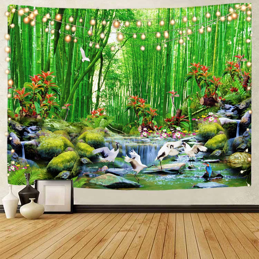 

Beautiful natural scenery, forests, streams, mountains, rivers, waterfalls, scenic background decoration, tapestry wall decorati