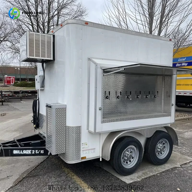 Customized Mobile Beer Trailer Deluxe 6 Faucet Fiberglass Refrigerated Outdoor Activities Food Service Quick Water Diversion