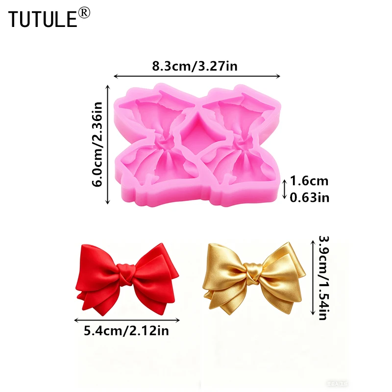 Bow-Shaped Silicone Molds Are Used to Make Resin and Fondant Jewelry Accessories, Plaster Figurines, Mousses, and Chocolates.