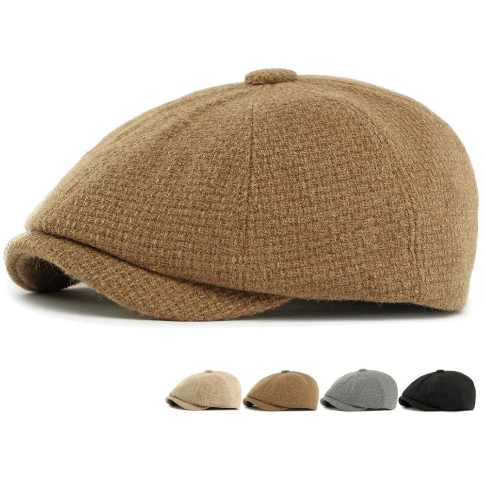 

HT4888 Berets Autumn Winter Wool Blend Hats for Men Women Artist Painter Beret Hat Male Female Flat Cap Ivy Octagonal Beret Caps