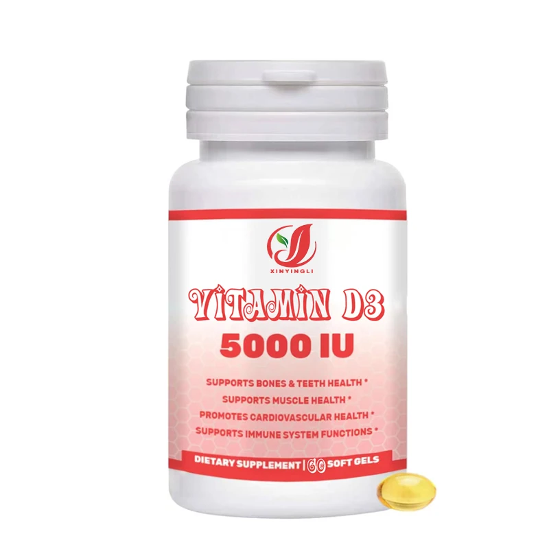 Halal Vitamin D, 5000 IU Soft Capsules,. Non GMO, Gluten Free, Supports: Structure, Bones, Teeth, and Immune Function