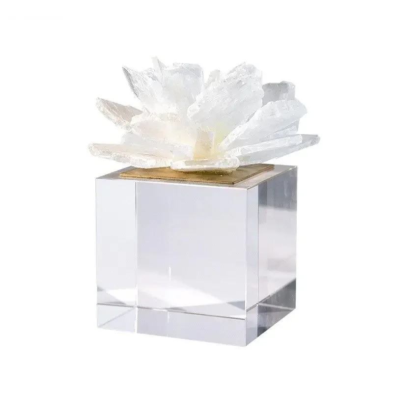 Ornements d'artisanat en cristal de fleur transparente