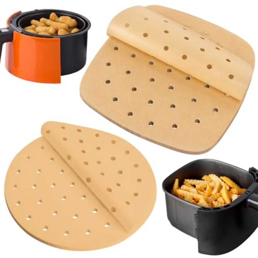 

100 PCS Air Fryer Parchment Disposable Paper Line 8.5Ih 7Ih Perforated Air Fryer Line Parchment Paper Sheets for Airfryer Baske