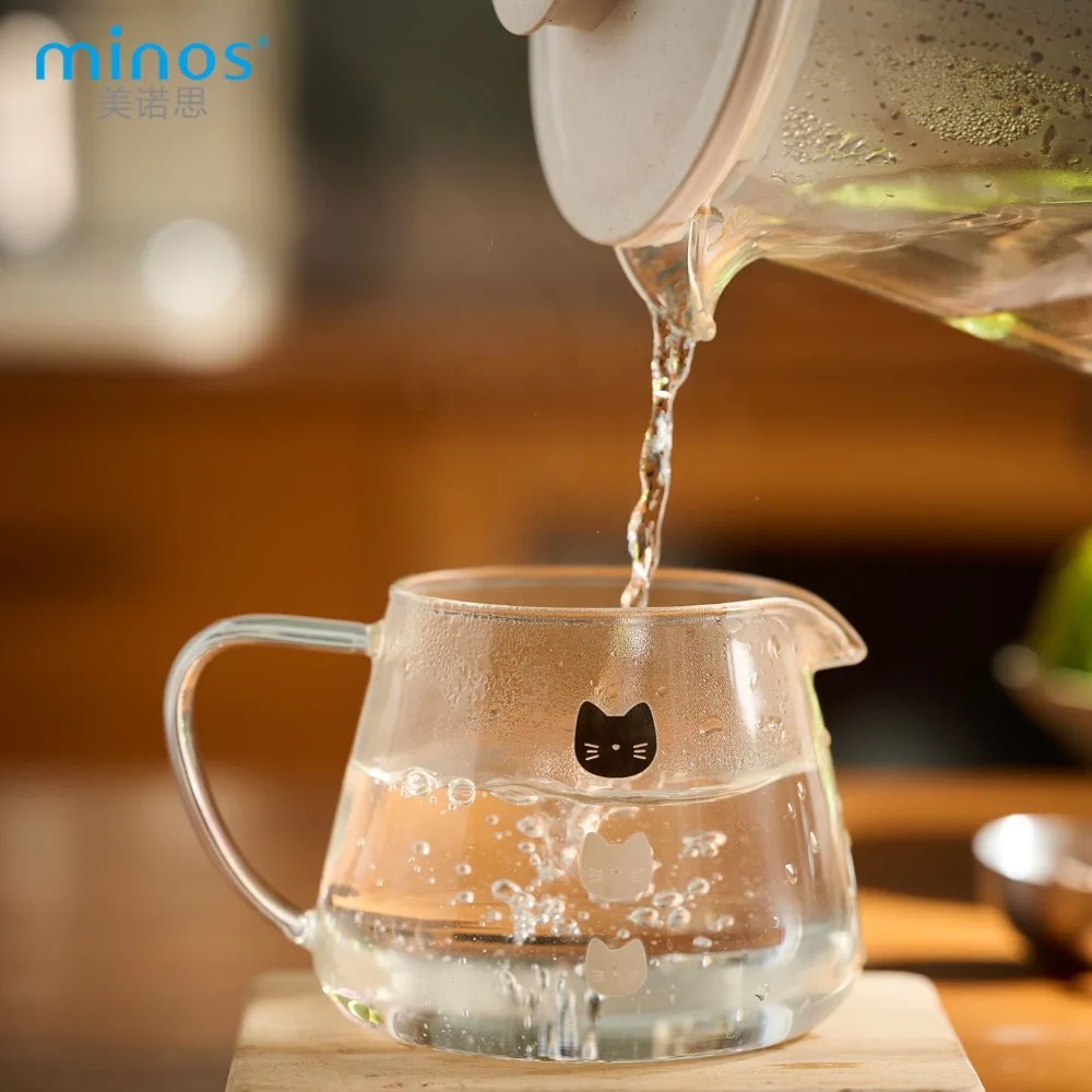 Кувшин для совместного использования кофе Minox Neko, смена цвета горячей воды, приготовленный вручную кофе, капельный кофе, кувшин с фильтром Americano и носовым платом