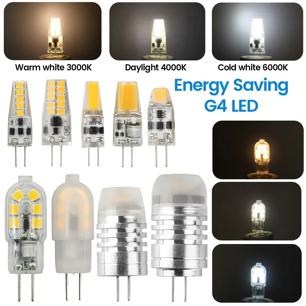 

2pcs Mini G4 12V 24V LED Lamp Dimmable light 3W COB Bulb AC DC 12V Lampada COB 360 Beam Lampada G4 COB Lights Replace Halogen