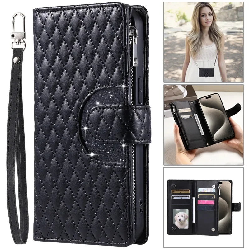 

Lanyard Zipper Wallet Case for Samsung A15 A25 A35 A55 A05 S A14 A24 A34 A54 A13 A23 A33 A53 A12 A22 A32 A52 Flip Leather Cover