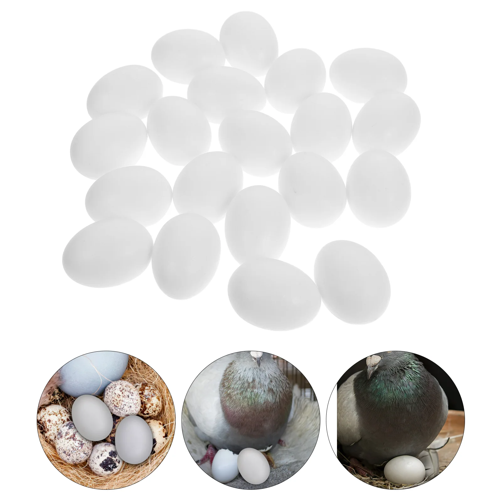 

20 Pcs Plastic Solid Pigeon Eggs Quail Nest Bowl Fake Props DIY Decorative Simulated Laying