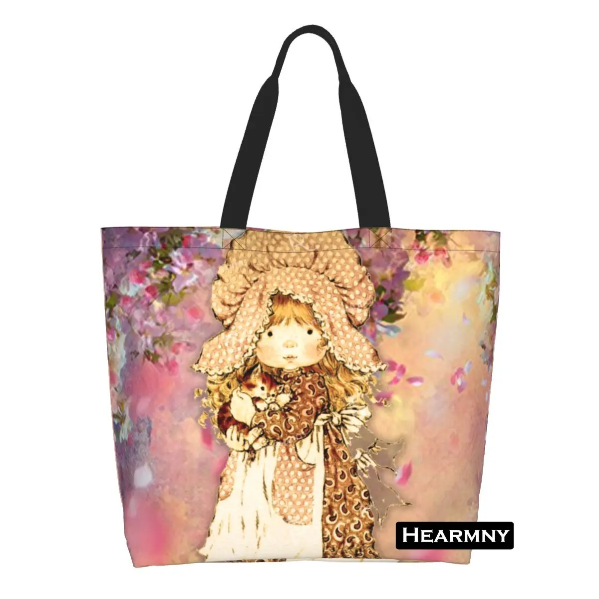 Recycling Cartoon Sarah Kay Shopping Bag Women Shoulder Linen Tote Bag Durable Kawaii Girl Grocery Shopper Bags