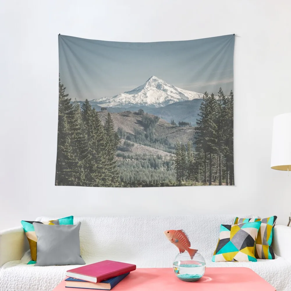 Vintage Mount Hood Oregon Forest and Mountains Tapestry Outdoor Decoration Cute Room Decor Wallpapers Home Decor Tapestry