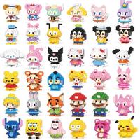 Stitch Mickey Mouse Winnie the Pooh Building Blocks Anime Characters Model 60 Kinds Block Dolls Toys Children Gifts