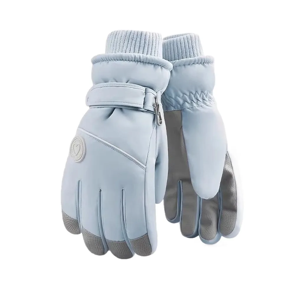 

Fleece Lined Winter Skiing Gloves Touchscreen Waterproof Plush Warm Riding Gloves Anti-slip Windproof Cycling Mitten for Women