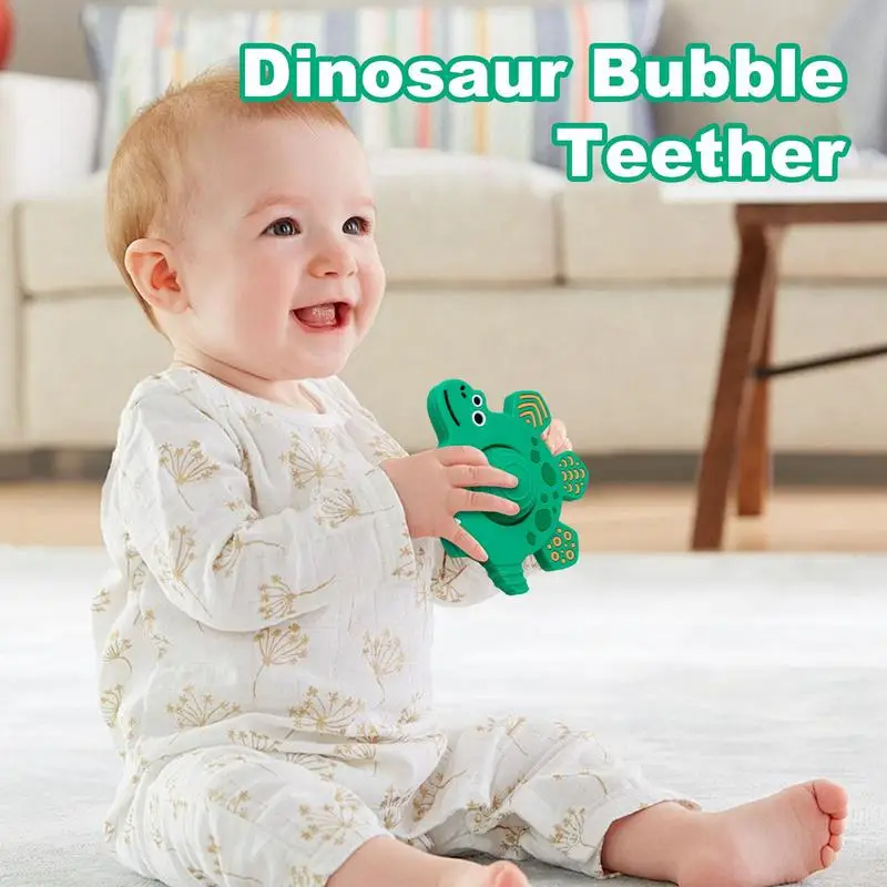 Baby Teether Toys Dinosaur-Shaped Toddler Teether Kid Teething Device Reusable Sensory Games Toddler Chewing Toy for Children
