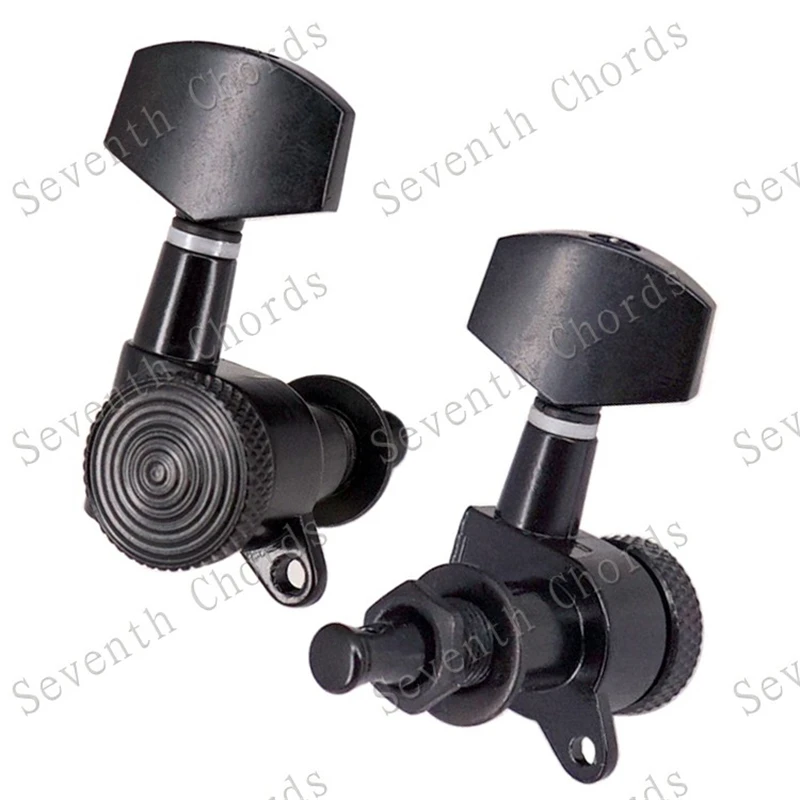 6er-Set 3R3L Schwarze verriegelbare Stimmwirbel für Akustik- und E-Gitarren – Zubehörteile – Detail 3