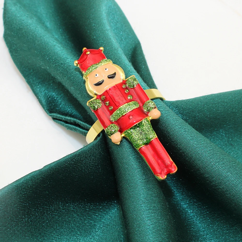 1Pcs Nutcracker Christmas Napkin Rings Metal Nutcracker Soldier Napkin Holder for Christmas Holiday Party Table Decorations