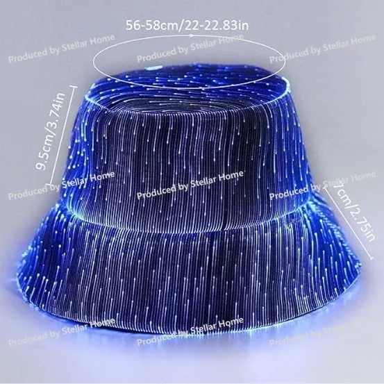 New Cool Luminous Bucket Hat Fashion Technology Sense Fiber Optic Flash Cap Outdoor Trend Luminous Cap