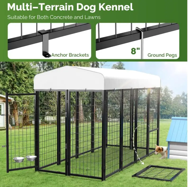 Best Selling Professional Steel Outdoor Kennel Cages Large Indoor Dog Kennels with Bowls Commercial Boarding for Home Use